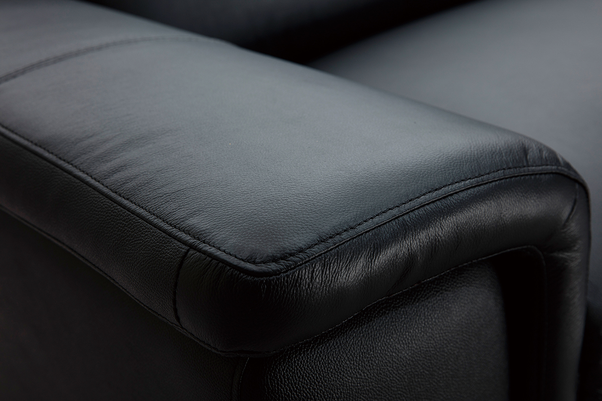 3-Sitzer schwarzes Ledersofa mit verstellbaren Kopfsttzen ROMEO - Bffelleder