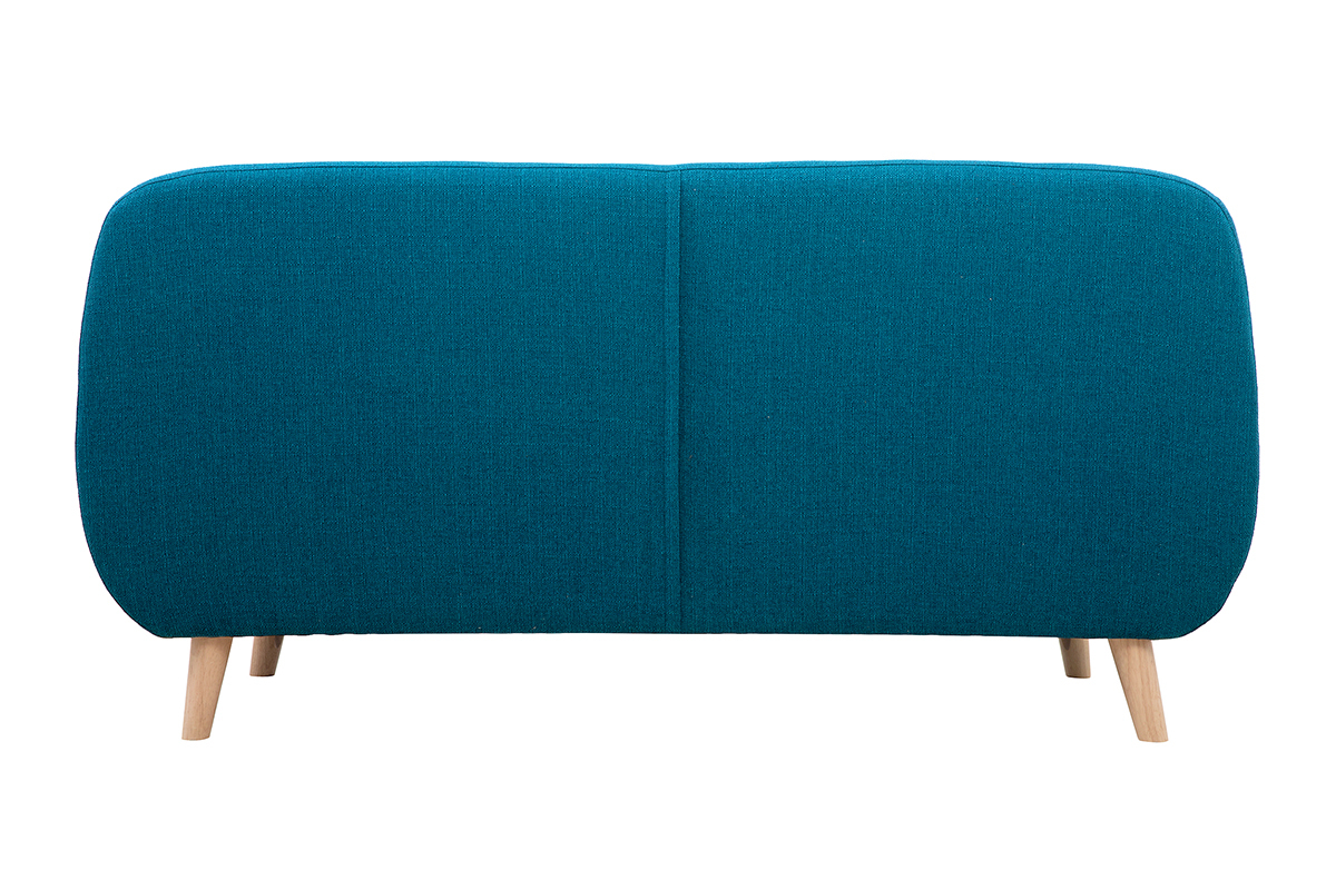 3-Sitzer skandinavisches Sofa mit abnehmbarem Bezug in entenblau und Holz YNOK