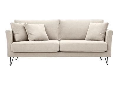 3-Sitzer-Sofa aus beigem Chenille-Stoff und Metall OSLO
