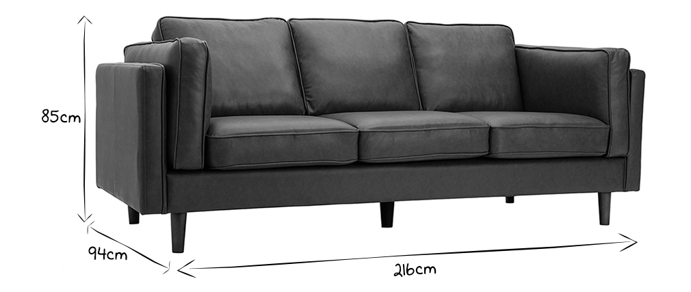 3-Sitzer-Sofa aus braunem Leder BRADLEY - Büffelleder