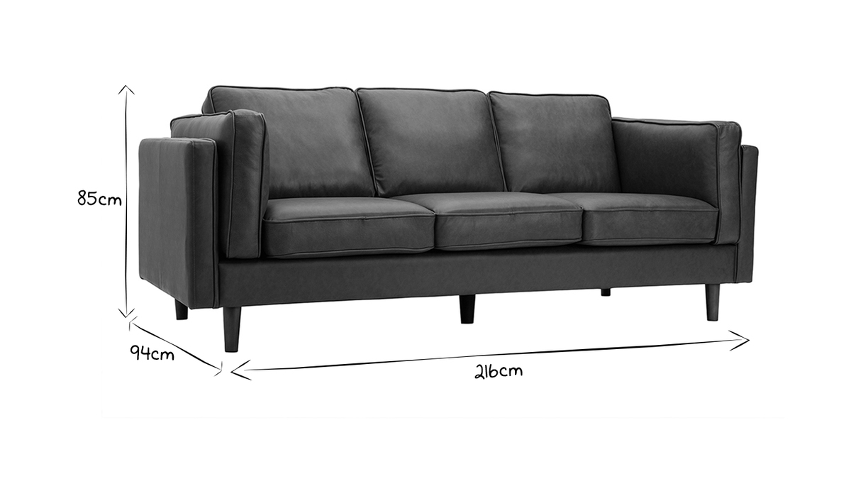 3-Sitzer-Sofa aus braunem Leder BRADLEY - Bffelleder