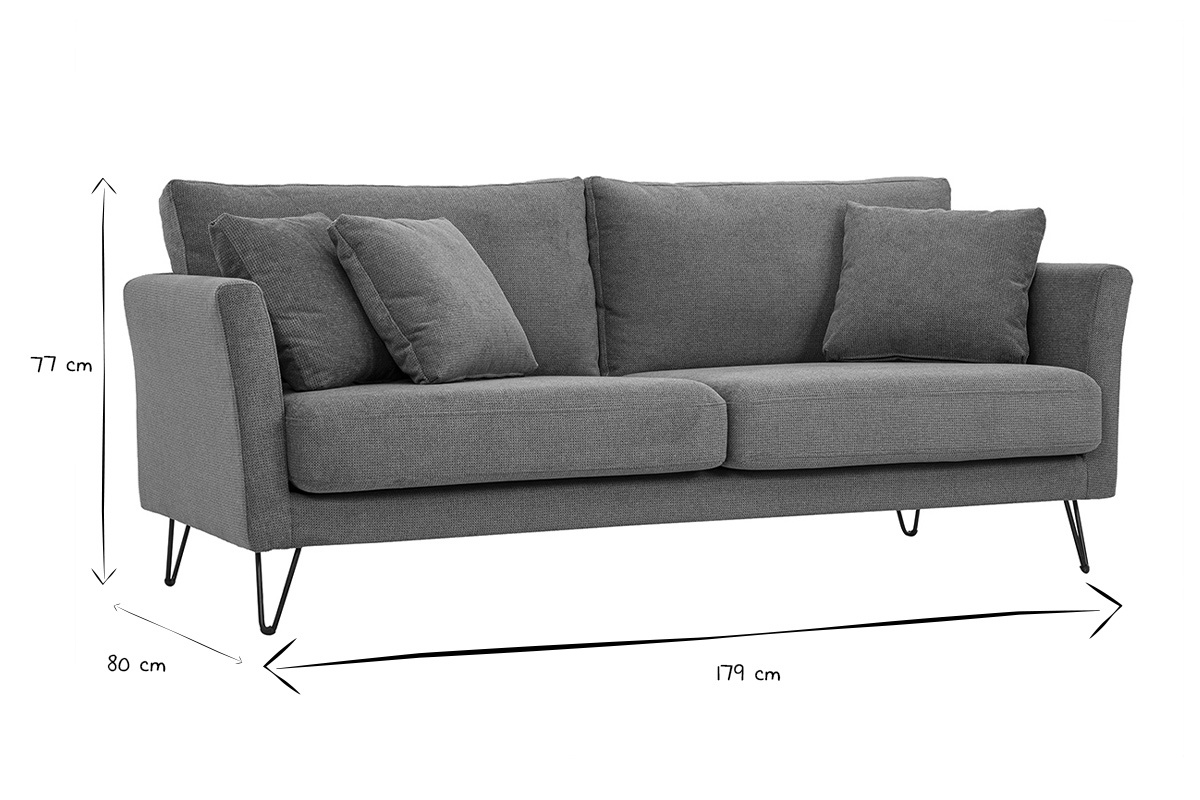 3-Sitzer-Sofa OSLO mit den Ma�en L179 x T80 x H77 cm in Schwarz und Wei�.