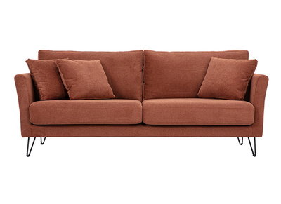 3-Sitzer-Sofa aus Chenille-Stoff in erdiger Rostrotfarbe und Metall OSLO
