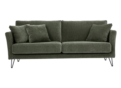 3-Sitzer-Sofa aus Stoff mit Samteffekt in Khaki-Gr&uuml;n und Metall OSLO