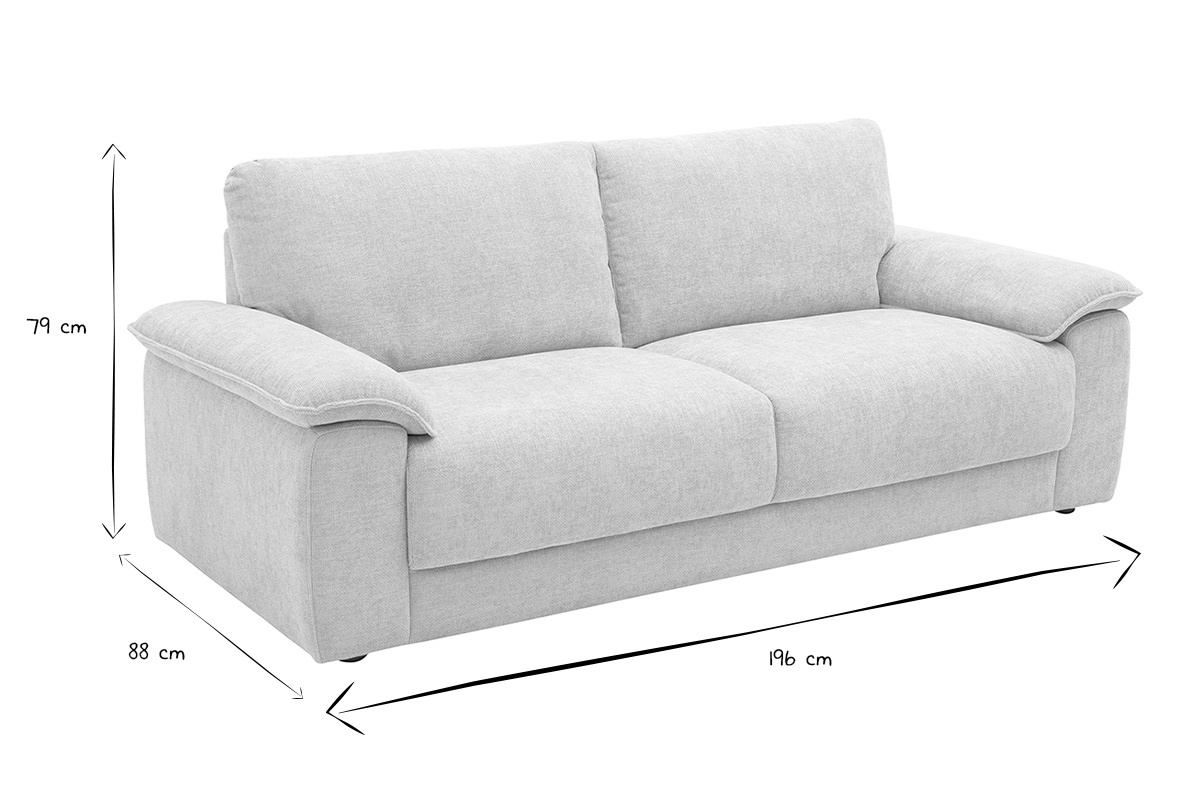 Abmessungen des 3-Sitzer-Sofas LIVIO in Schwarz und Wei�: B196 x T88 x H79 cm