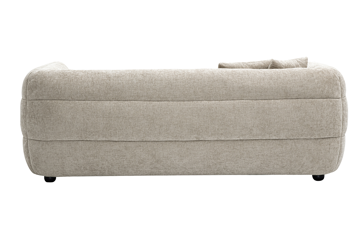 3-Sitzer-Sofa aus Stoff in Beige Samtoptik JOYA, Rckansicht.