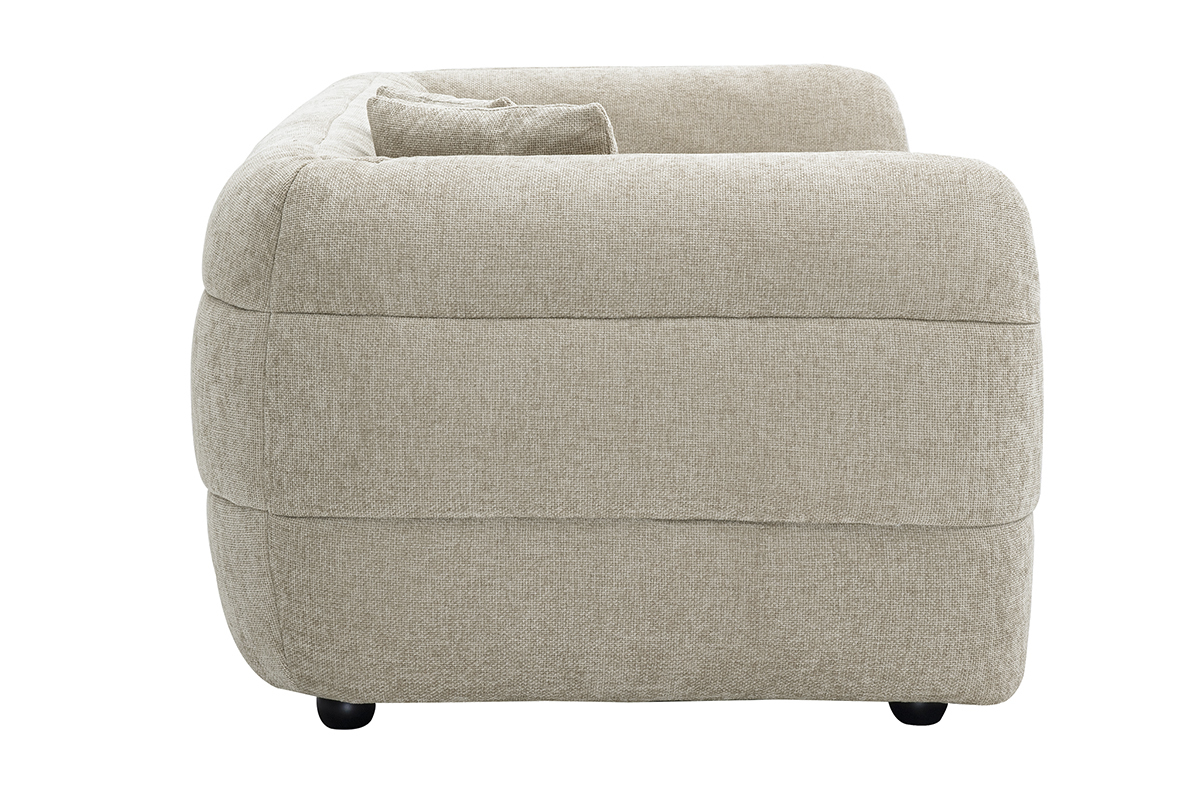 Beiges JOYA Stoffsofa mit 3 Sitzen, Seitenansicht.