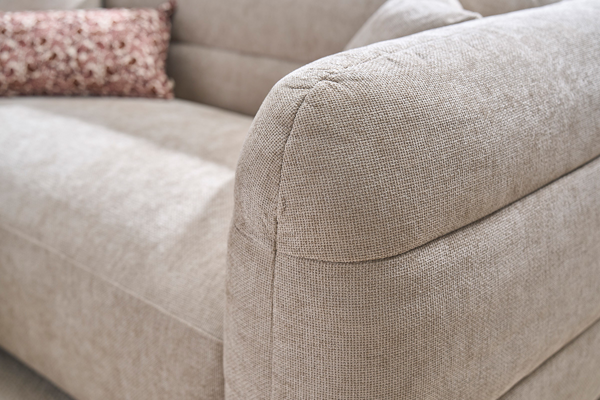 3-Sitzer Sofa in beigefarbenem Samteffekt strukturiertem Stoff JOYA