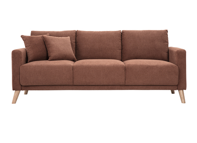 3-Sitzer Sofa in gebrannter Erde Chenille Stoff und hellem Holz MUNIK