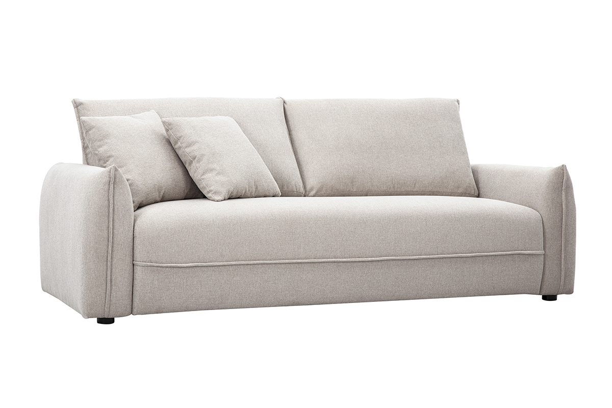 3-Sitzer Sofa in strukturiertem Samt-Effekt-Stoff beige PIO