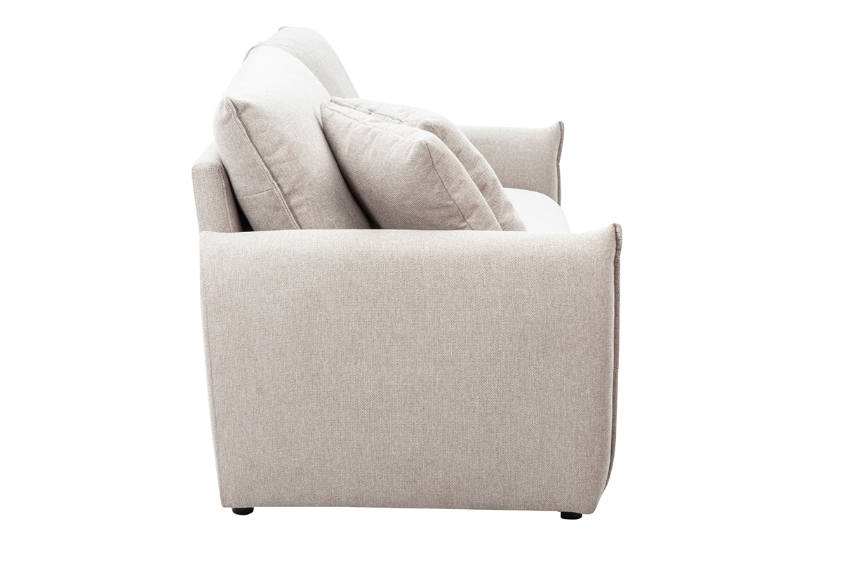 3-Sitzer Sofa in strukturiertem Samt-Effekt-Stoff beige PIO