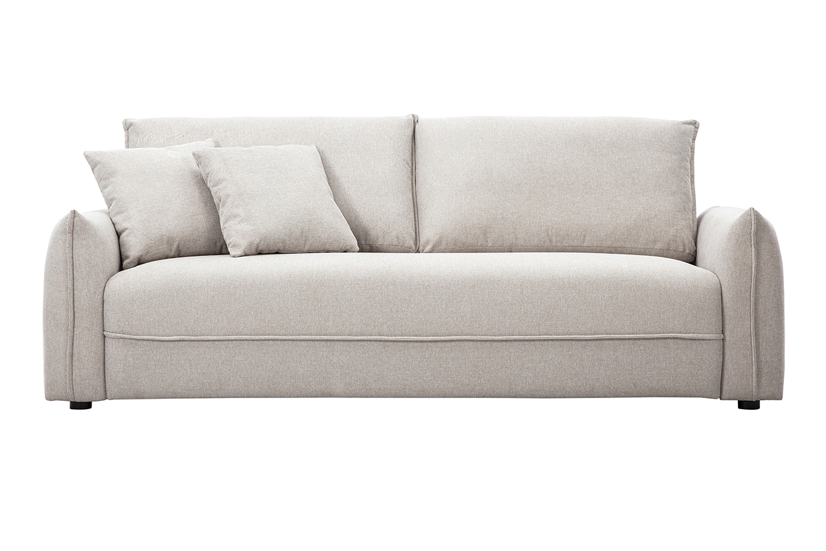 3-Sitzer Sofa in strukturiertem Samt-Effekt-Stoff beige PIO
