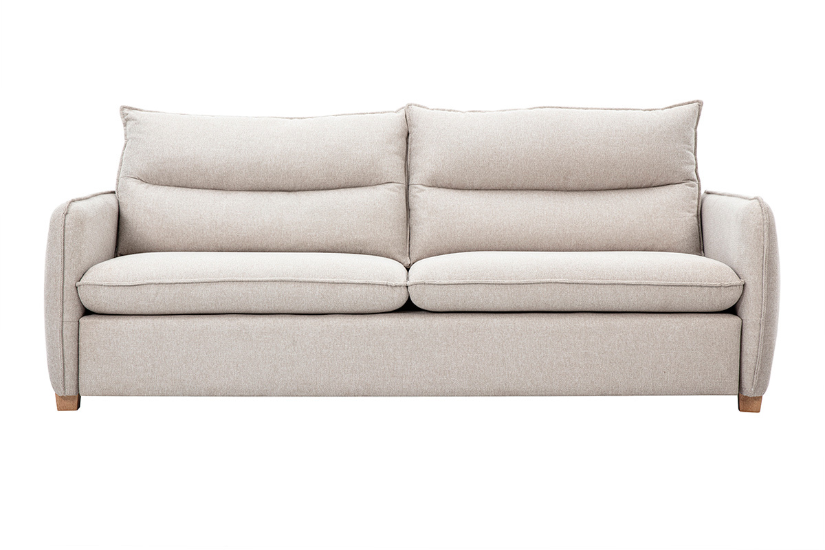 3-Sitzer Sofa in texturiertem, samtigem Beigestoff RENZO