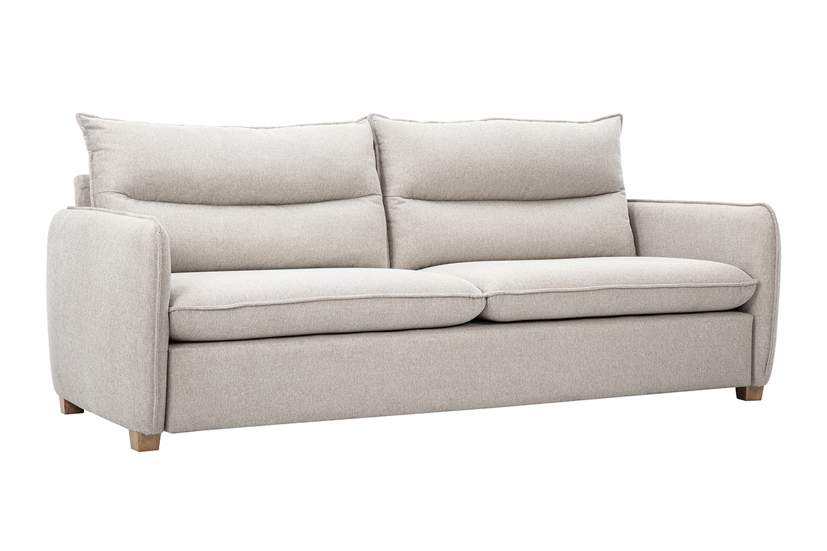 3-Sitzer Sofa in texturiertem, samtigem Beigestoff RENZO