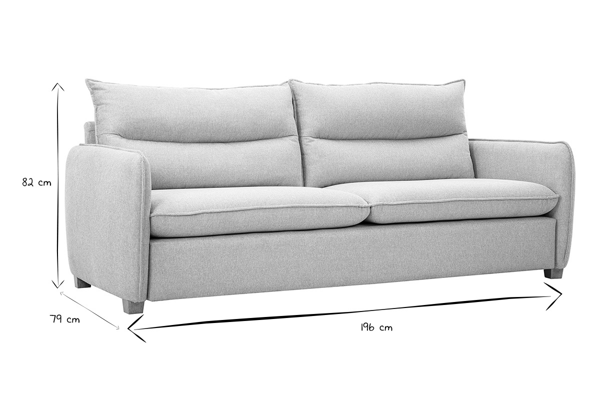 3-Sitzer Sofa in texturiertem, samtigem Beigestoff RENZO