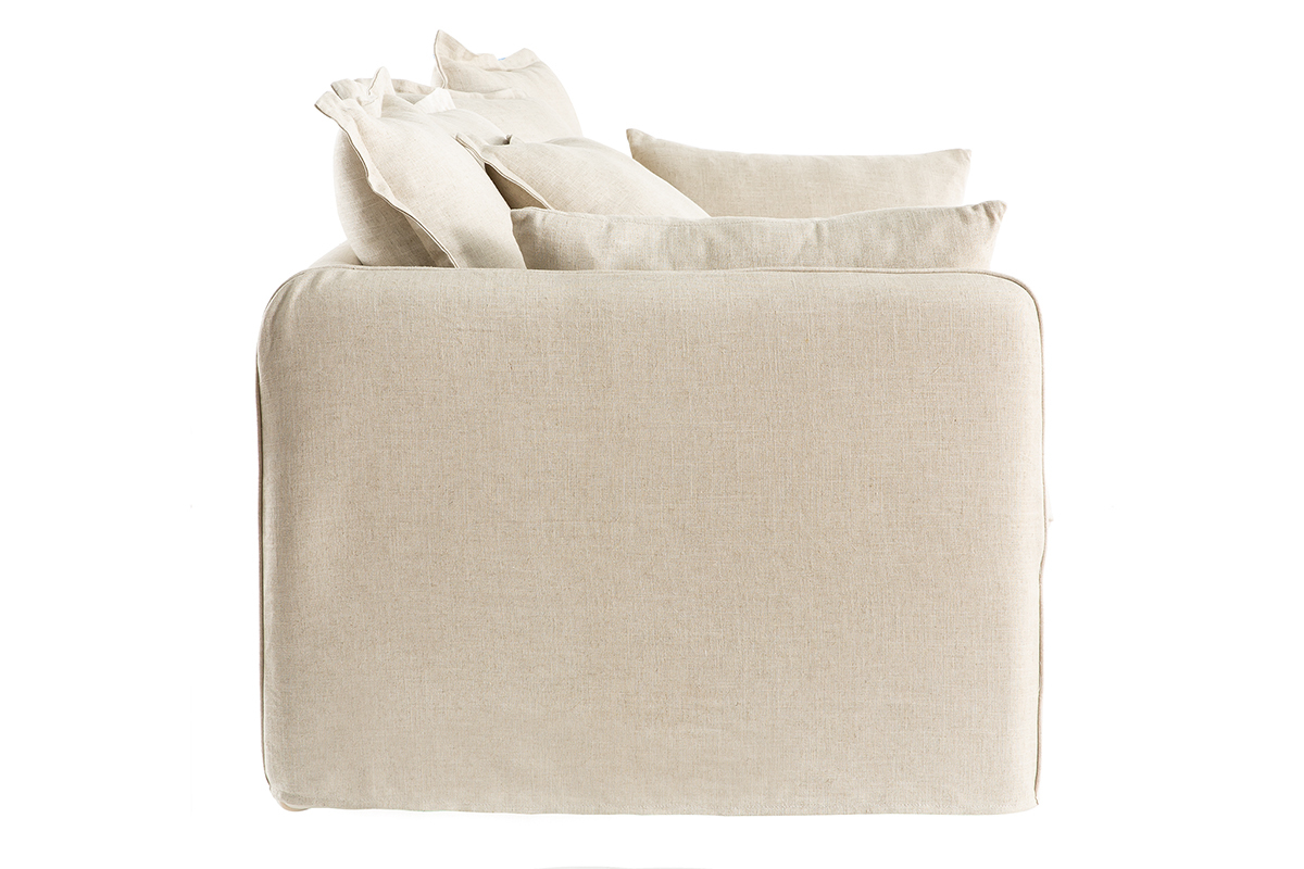 3-Sitzer-Sofa mit abnehmbarem Bezug aus Naturleinen MERLIN