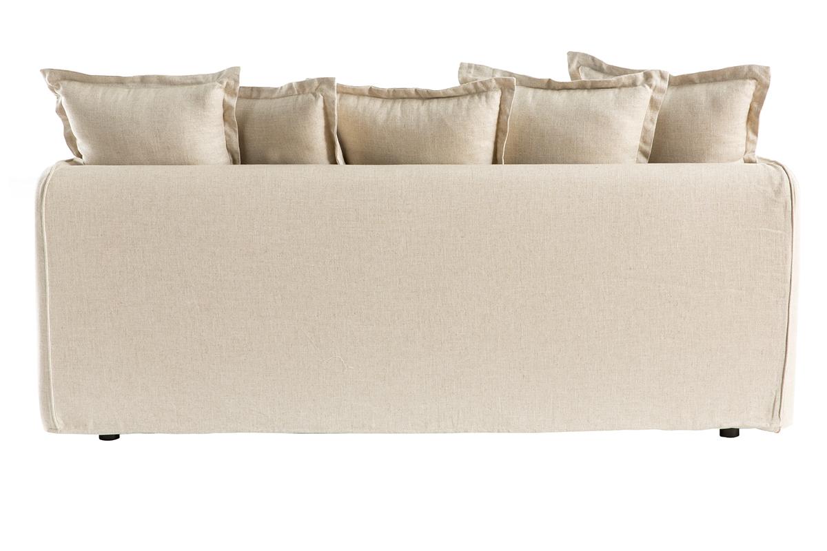 3-Sitzer-Sofa mit abnehmbarem Bezug aus Naturleinen MERLIN