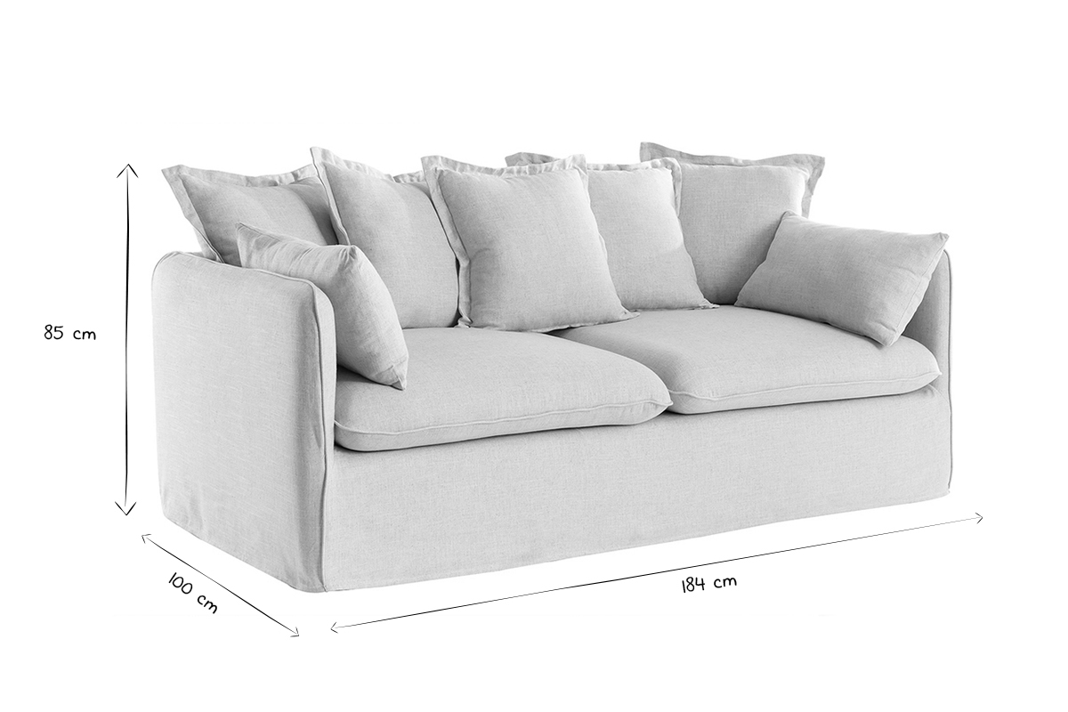3-Sitzer-Sofa mit abnehmbarem Bezug aus Naturleinen MERLIN
