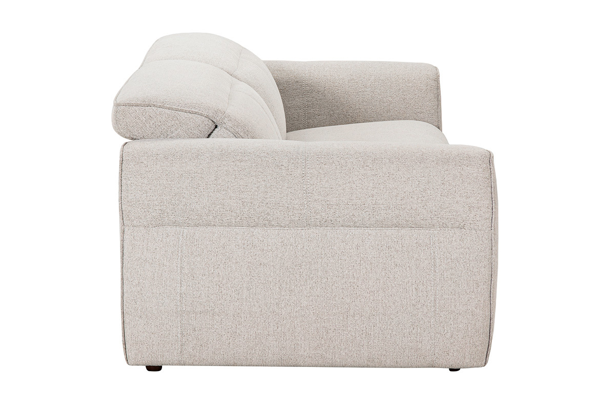 Beiges 3-Sitzer-Sofa AVORIAZ aus Stoff mit strukturiertem Samteffekt, Seitenansicht