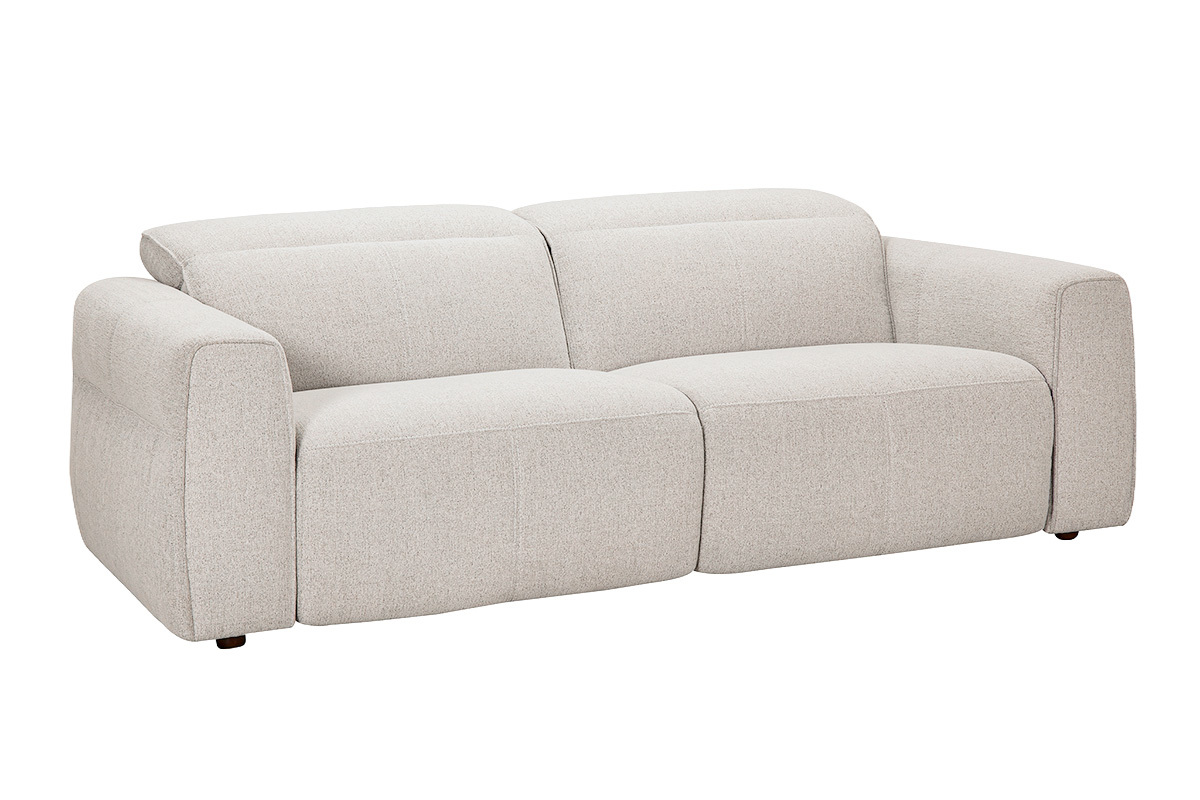 3-Sitzer-Sofa AVORIAZ mit verstellbaren Kopfst�tzen und elektrischem Fu�teil, aus beigefarbenem Stoff
