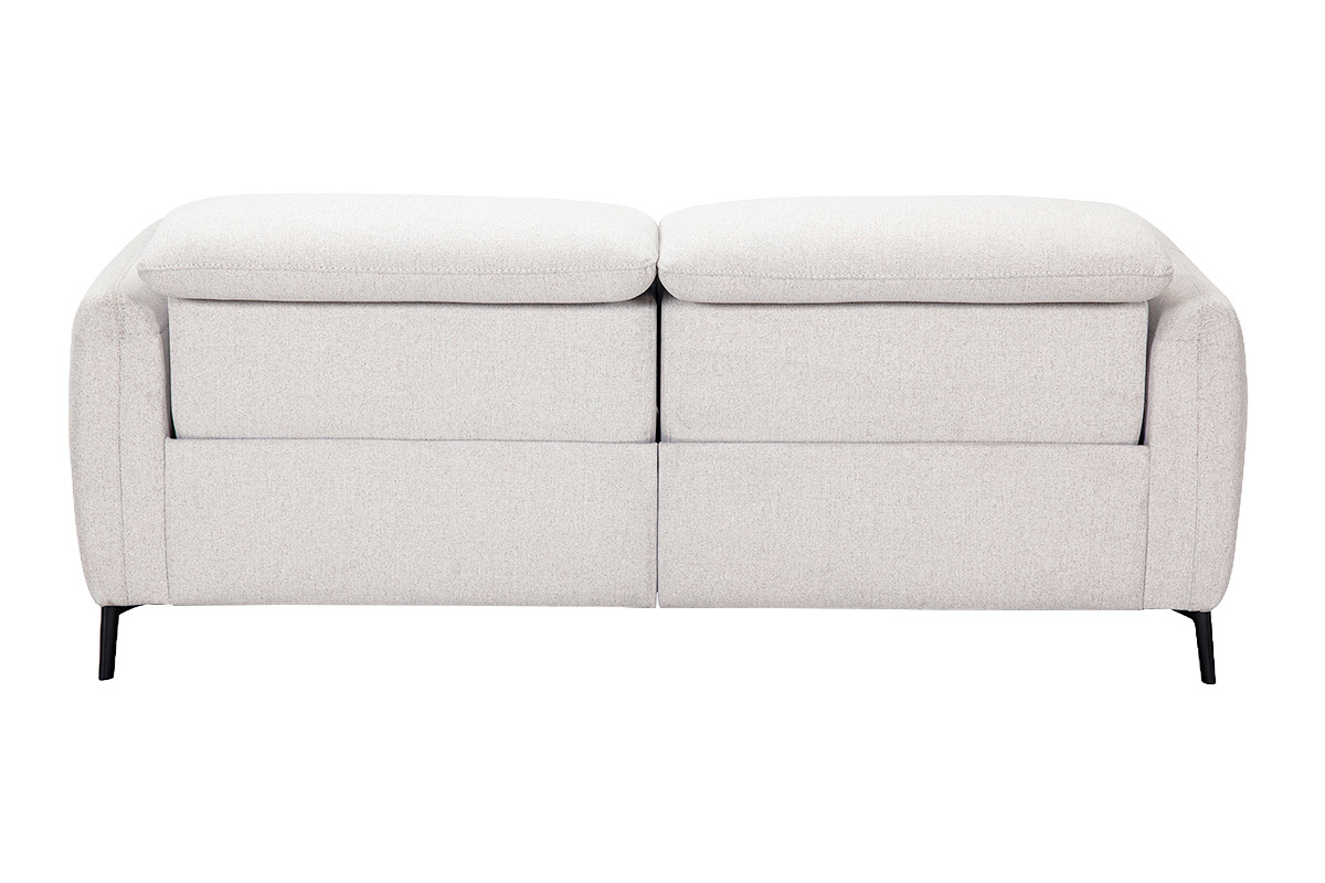 3-Sitzer-Sofa mit verstellbaren Kopfst�tzen und elektrischem Fu�teil in beige strukturiertem Samtoptik-Stoff und Metall TIGNES