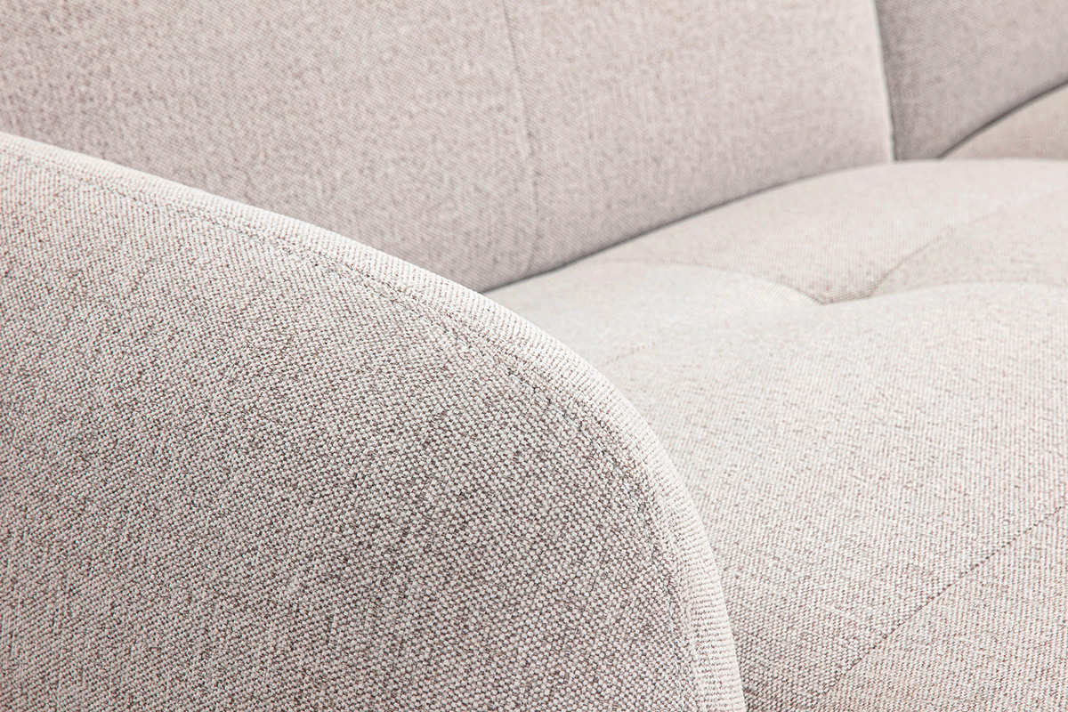 3-Sitzer-Sofa mit verstellbaren Kopfst�tzen und elektrischem Fu�teil in beige strukturiertem Samtoptik-Stoff und Metall TIGNES