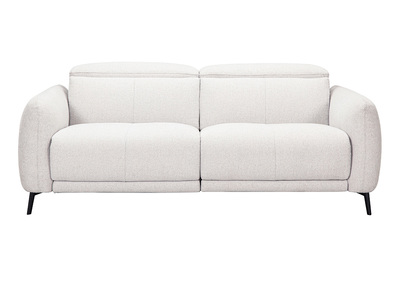 3-Sitzer-Sofa mit verstellbaren Kopfst&uuml;tzen und elektrischem Fu&szlig;teil in beige strukturiertem Samtoptik-Stoff und Metall TIGNES