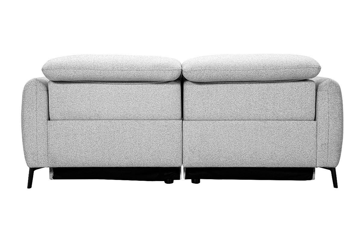 Hellgraues 3-Sitzer-Sofa, verstellbare Kopfst�tzen und elektrische Fu�st�tze, R�ckansicht