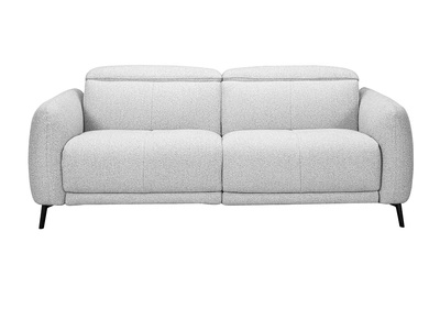 3-Sitzer-Sofa mit verstellbaren Kopfst&uuml;tzen und elektrischem Fu&szlig;teil in hellgrauem, strukturiertem Stoff in Samtoptik und Metall TIGNES