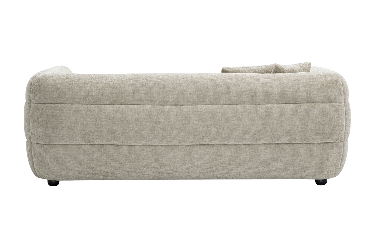 3-Sitzer Sofa JOYA in Beige, Rckansicht, Stoff mit strukturierter Samtoptik.