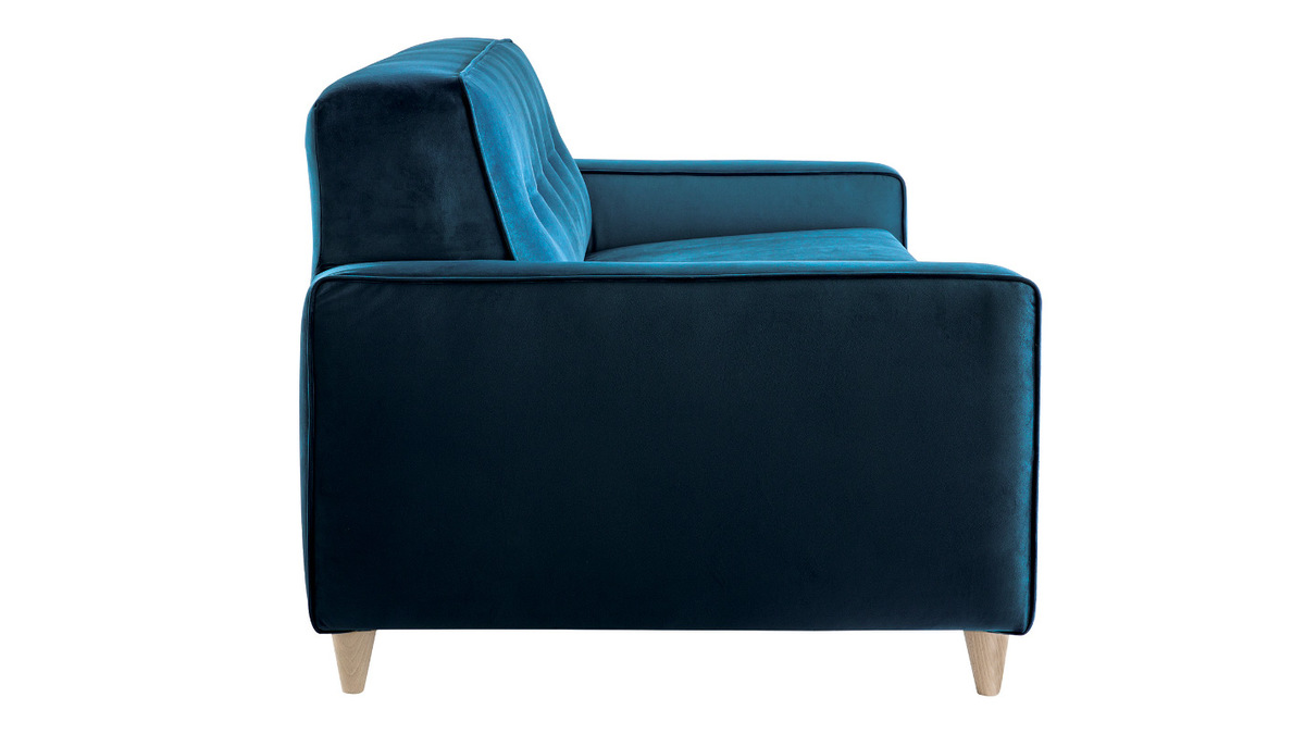 3-Sitzer-Sofabett in pfauenblauem Samt CIGALE