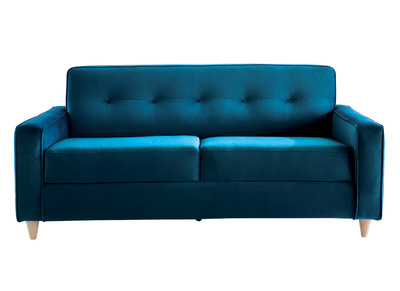 3-Sitzer-Sofabett in pfauenblauem Samt CIGALE - 3-Sitzer-Sofabett in pfauenblauem Samt CIGALE