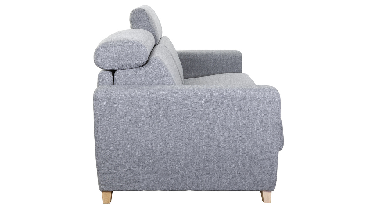 3-Sitzer-Sofabett mit verstellbaren Kopfstützen in grau GOYA