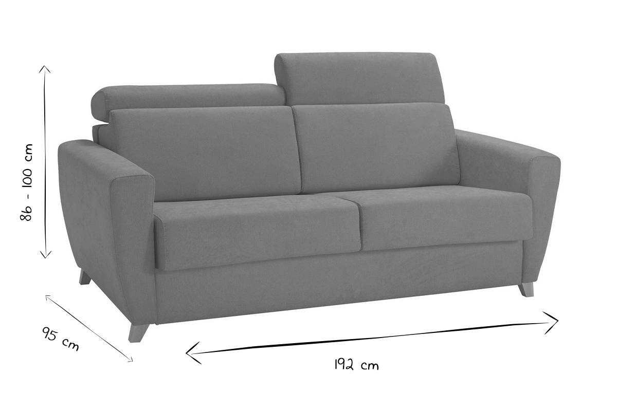 3-Sitzer-Sofabett mit verstellbaren Kopfsttzen in grau GOYA