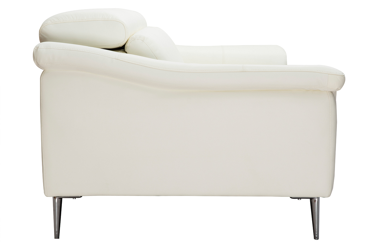 3-Sitzer wei�es Ledersofa mit verstellbaren Kopfst�tzen ROMEO - B�ffelleder