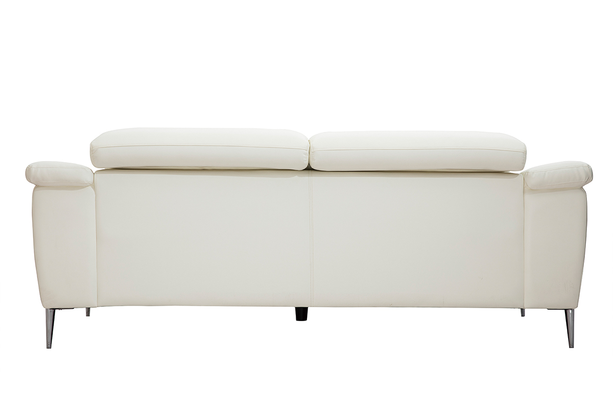 3-Sitzer wei�es Ledersofa mit verstellbaren Kopfst�tzen ROMEO - B�ffelleder