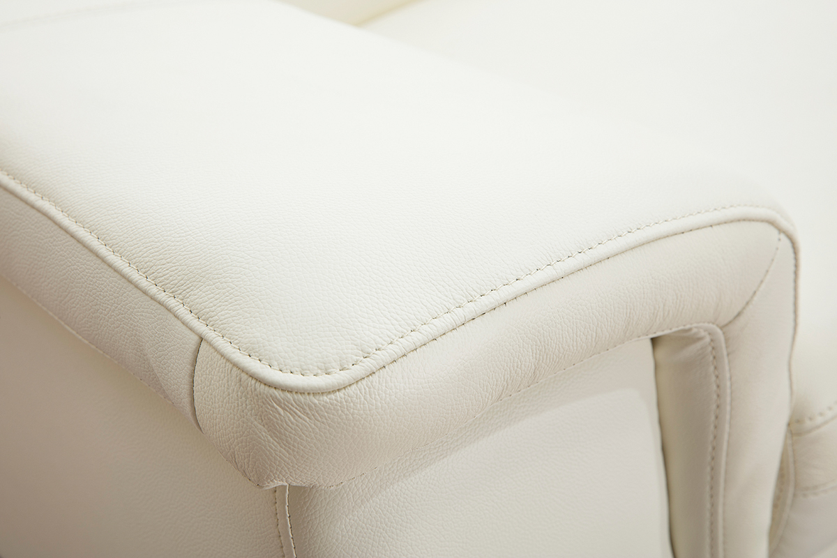 3-Sitzer wei�es Ledersofa mit verstellbaren Kopfst�tzen ROMEO - B�ffelleder