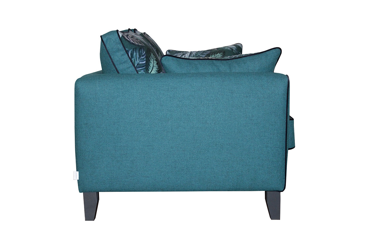3-Sitzer-Wende-Sofa aus pfauenblauem, bedrucktem Pflanzenmusterstoff HARRISON