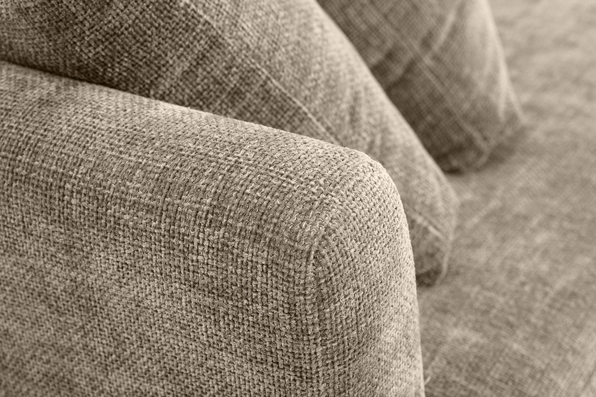 3-sitziges skandinavisches Sofa mit beigem abnehmbarem Bezug und Holzfen OSLO