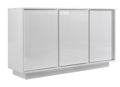 3-türiges Designer-Sideboard glänzend lackiert weiß L138 cm COMO