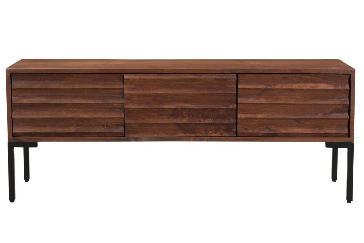3-triges TV-Lowboard ONDA aus massivem Mangoholz und Metall