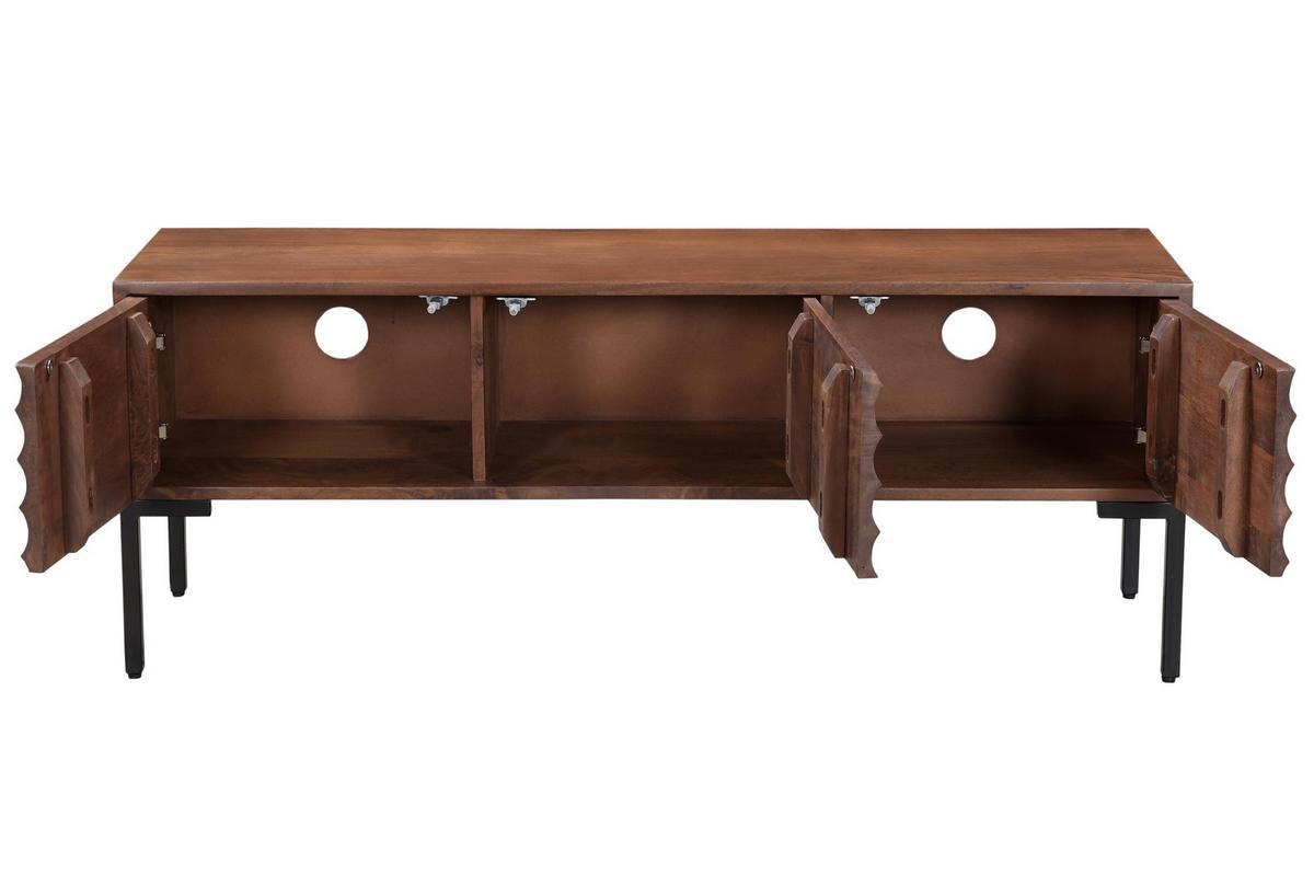 3-triges TV-Lowboard ONDA aus massivem Mangoholz und Metall