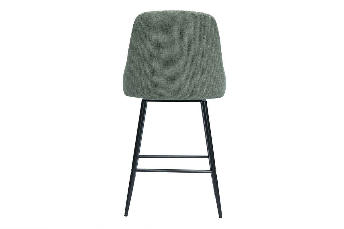 360� drehbare Barhocker aus Chenille-Stoff in Gr�n-Khaki und Metall H66 cm (2er-Set) HASTA