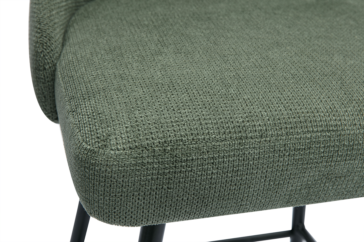 360� drehbare Barhocker aus Chenille-Stoff in Gr�n-Khaki und Metall H66 cm (2er-Set) HASTA