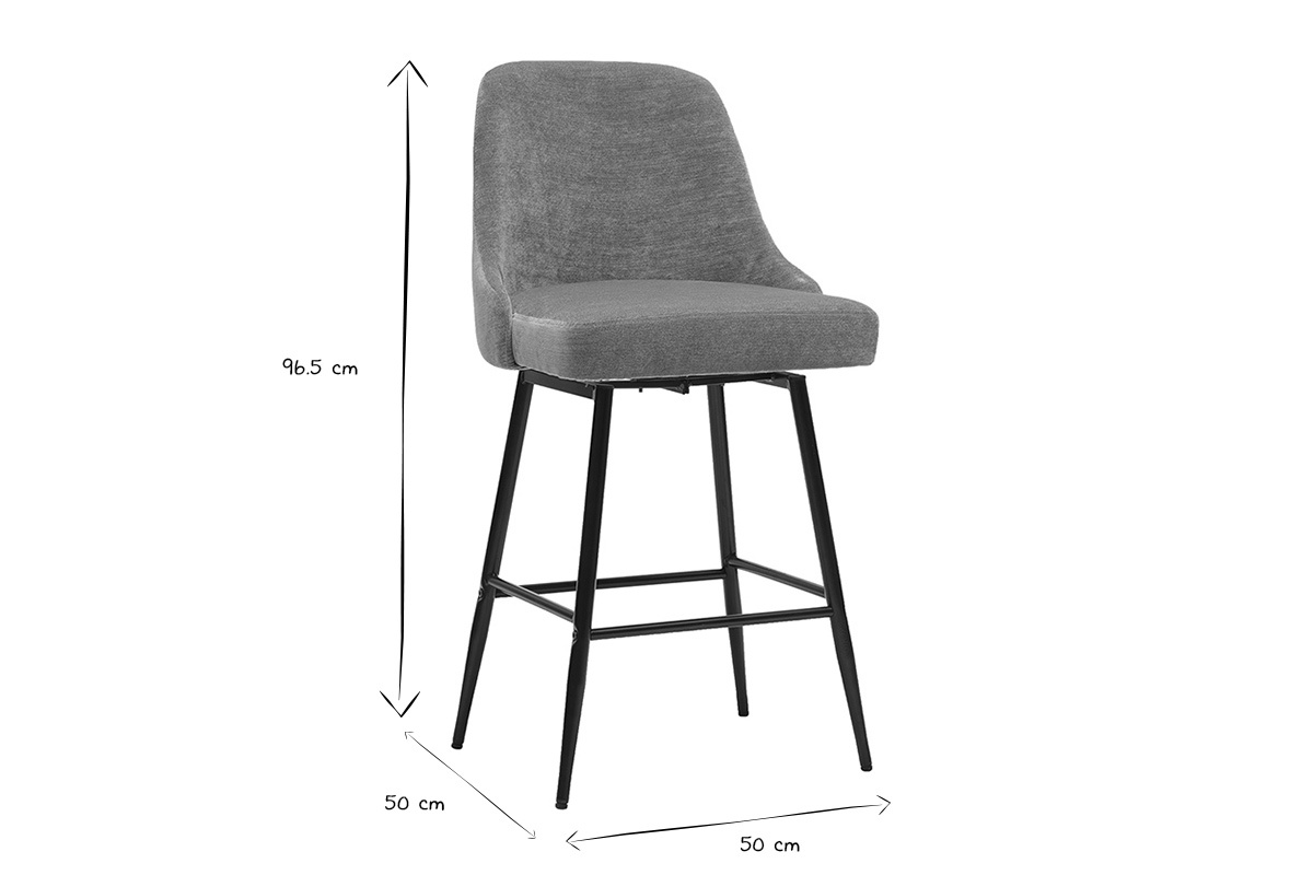 Abmessungen der Barhocker HASTA in Schwarz und Wei�: 96,5 cm hoch, 50 cm breit.