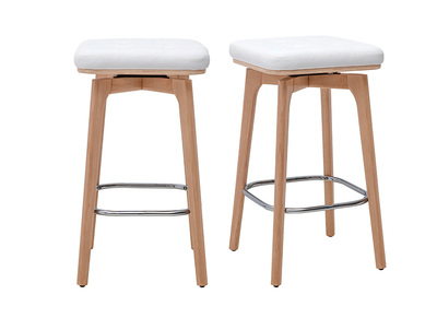 360&deg; drehbare Barhocker in Wei&szlig; und hellem Holz H67,5 cm (2er-Set) GRAMMA
