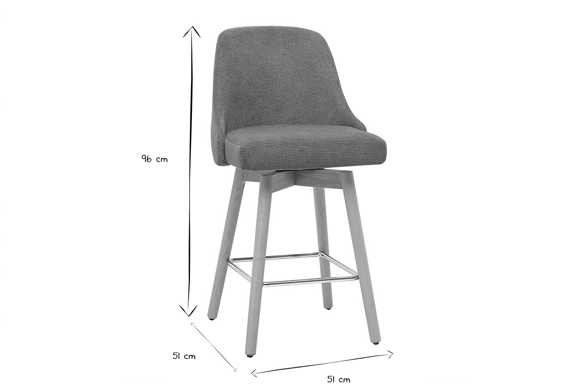 Abmessungen der Barhocker HASTA: H96 cm, B51 cm, T51 cm in Schwarz und Wei�.