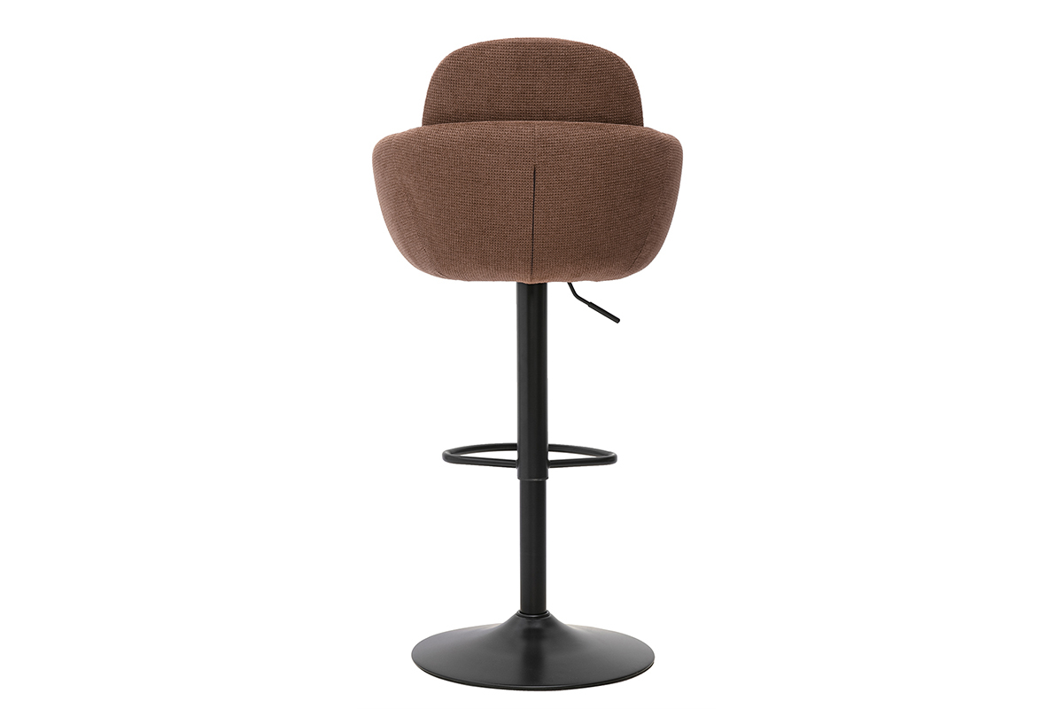 H�henverstellbarer drehbarer Barhocker 360� aus Chenille-Stoff in gebranntem Lehm, R�ckansicht