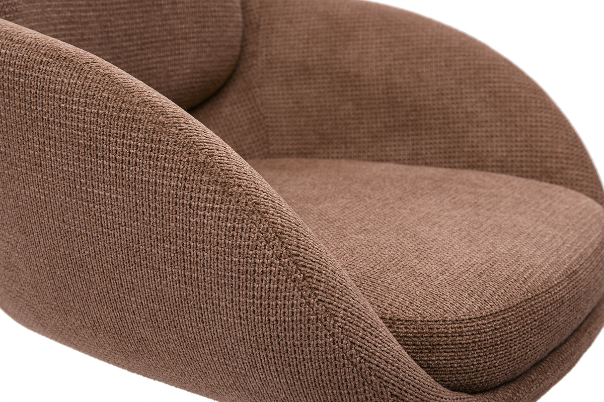 Detail eines Barhockers SLAKE aus Chevron-Stoff in gebranntem Ocker, Nahaufnahme der Sitzfl�che.