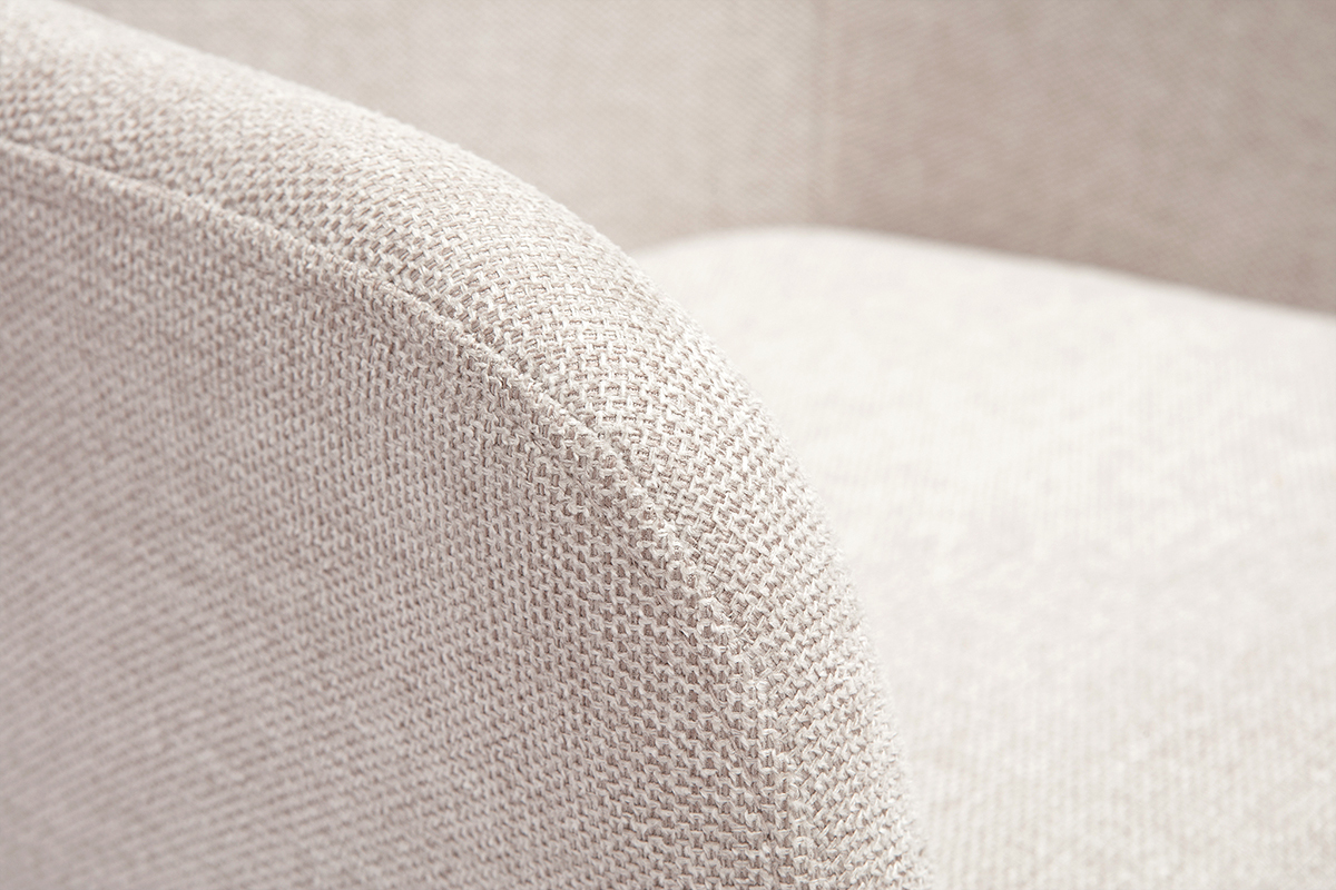 360� drehbarer Stuhl aus beigem samtartig strukturiertem Stoff und schwarzem Metall AMIKA